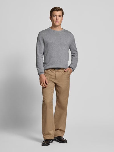 Christian Berg Men Gebreide pullover met ribboorden Lichtgrijs gemêleerd - 1