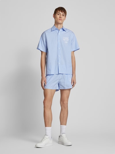 ANOTHER COTTON LAB Regular Fit Pyjama-Shorts mit Label-Print Blau 1