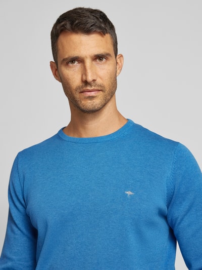 Fynch-Hatton Strickpullover mit Label-Stitching Modell 'Superfine' Blau 3