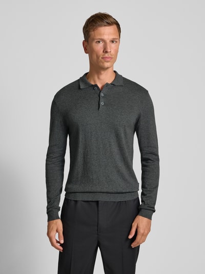 Casual Friday Gebreide pullover met kasjmier en polokraag, model 'FRODE' Donkergrijs - 4