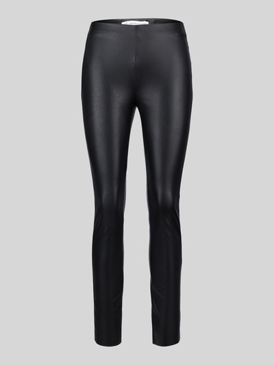 Raffaello Rossi Slim fit kunstleren broek van viscosemix model 'RESA' Zwart - 2