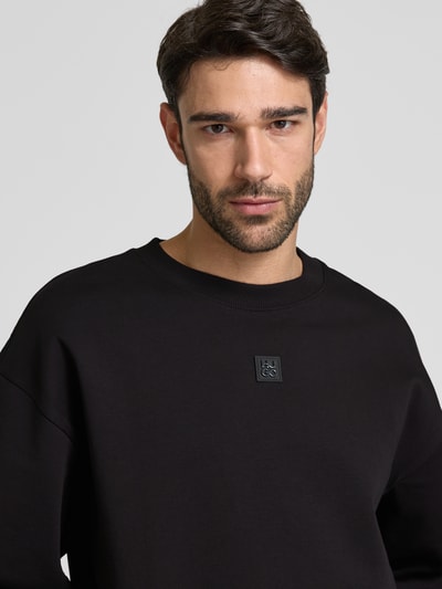 HUGO Sweatshirt mit gerippten Abschlüssen Modell 'Dettil' Black 3