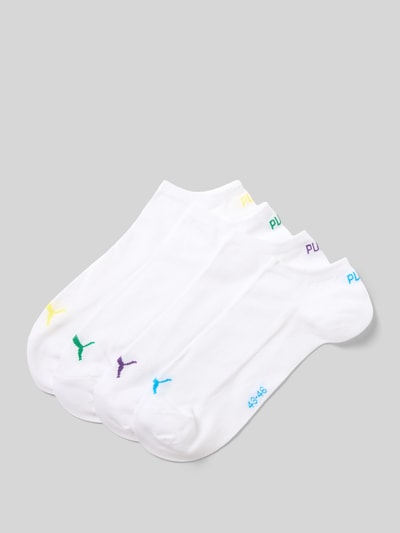 Produktfoto, Sneakersocken im 4er-Pack mit gerippten Bündchen von PUMA für Herren aus Baumwoll-Mix mit Stretch-Anteil und Logo-Detail.
