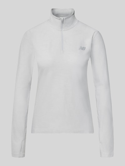New Balance Regular Fit Longsleeve mit Troyer-Kragen Hellgrau Melange 2