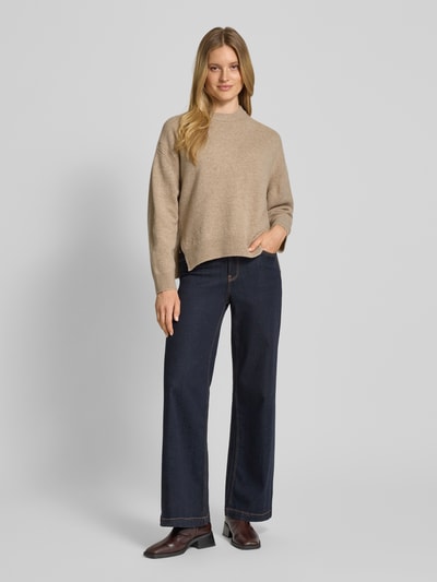 Drykorn Oversized Strickpullover mit gerippten Abschlüssen Sand Melange 1