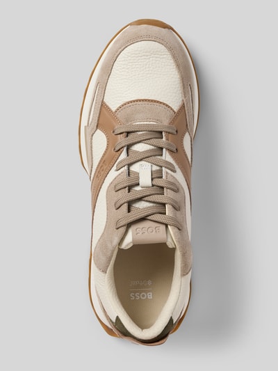 BOSS Lage sneakers van echt leer Beige - 3