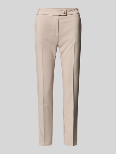 Produktfoto, Stoffhose mit Bügelfalte Modell 'REWI' von Rinascimento in Beige, Slim Fit, Stretch-Material, glatte Struktur, Vorderansicht