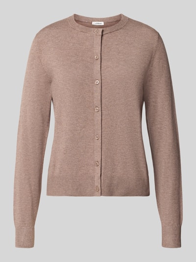 Produktfoto, Regular Fit Strickjacke aus Viskose-Mix von s.Oliver RED LABEL, beige Farbton, gerade Form, strukturierte Oberfläche