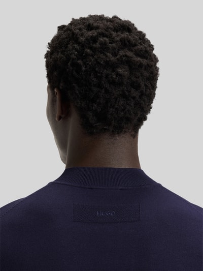HUGO Regular fit gebreide pullover van viscosemix, model 'SAN MARC' Marineblauw - 3