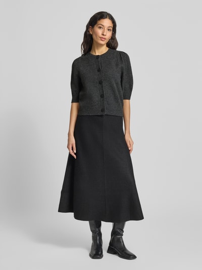 Neo Noir Gebreid jack met ronde hals, model 'Trudy' Antraciet gemêleerd - 1