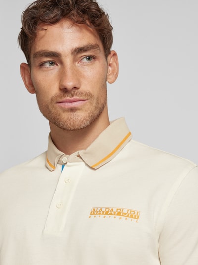 Napapijri Slim fit poloshirt met labelprint Wit - 3