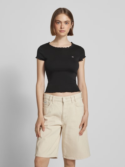 Tommy Jeans Slim Fit T-Shirt aus Baumwoll-Elasthan-Mix Metallic Black 4