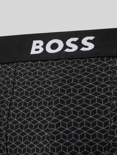 Produktfoto, Trunks aus Baumwoll-Mix im 3er-Pack von BOSS im unifarbenen Skinny Fit Design mit Label-Schriftzug und elastischem Bund, Detailaufnahme