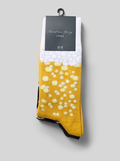Christian Berg Men Sokken met elastische ribboordjes in een set van 2 paar Geel - 3