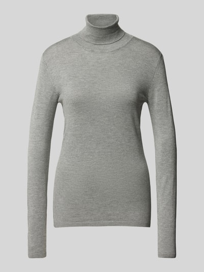 ICHI Slim Fit Rollkragenpullover aus Viskose-Mix Modell 'MAFA' Hellgrau Melange 2