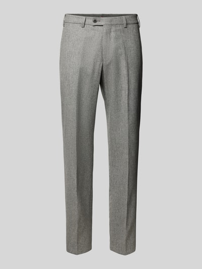 Hiltl Slim Fit Hose aus Schurwolle mit Bügelfalten Modell 'PIACENZA' Silber 2