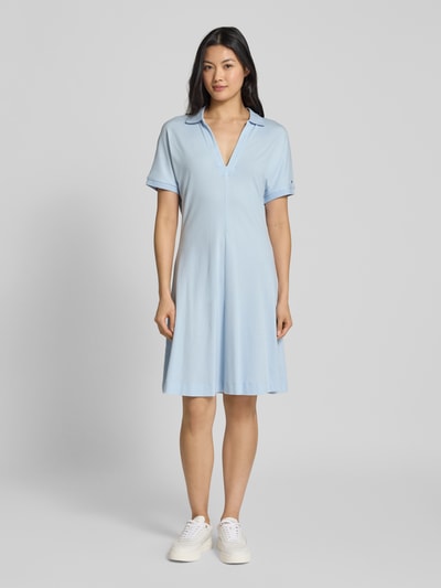 Tommy Hilfiger Getailleerde mini-jurk in polostijl van lyocellmix Lichtblauw - 4