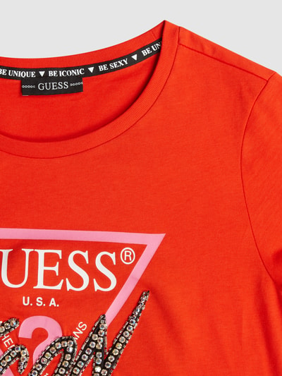 Guess T-Shirt mit Strasssteinen Rot 2