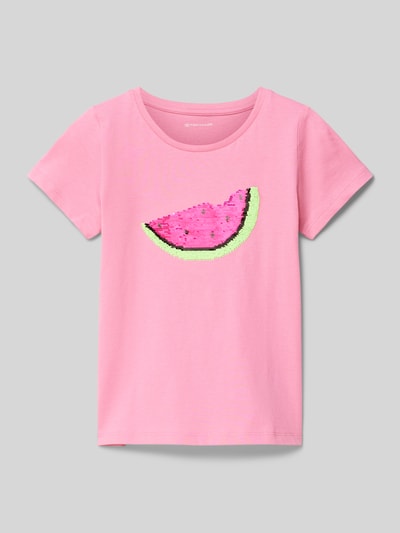 Tom Tailor T-Shirt mit Paillettenbesatz Pink 1