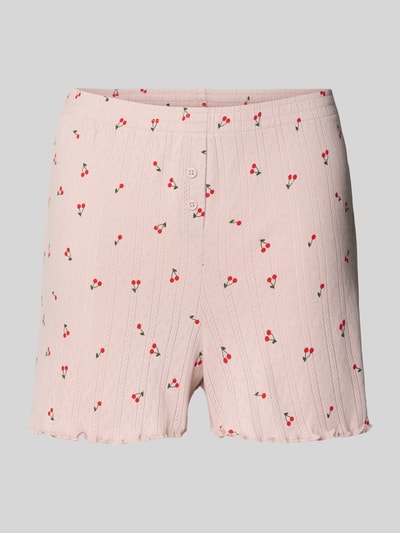 Produktfoto, Pyjama-Shorts im Allover-Look von Jake*s Casual in Rosa mit Kirschmuster, elastischem Bund und Knöpfen, reine Baumwolle, Regular Fit