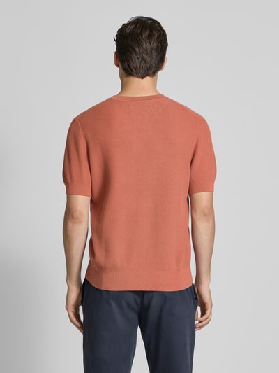 JAKE*S STUDIO MEN T-shirt met ribboorden, model 'CASPER' Roestrood - 5