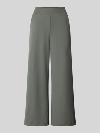 Productfoto, Culotte met elastische tailleband model 'Siham' van Soyaconcept in grijs met wide leg, materiaal-mix met stretch, productdetails.