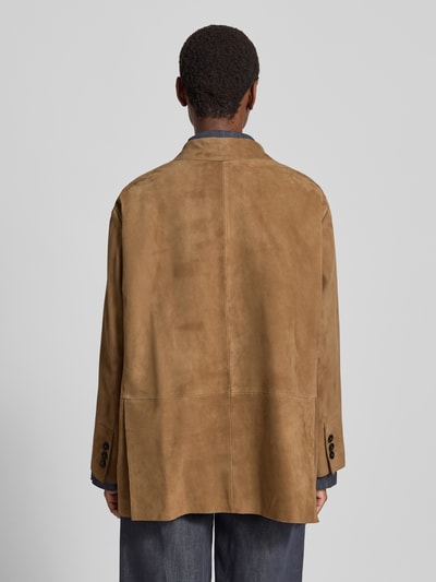 Weekend Max Mara Regular Fit Lederjacke aus echtem Ziegenvelours Modell 'ROLANDA' Camel 5