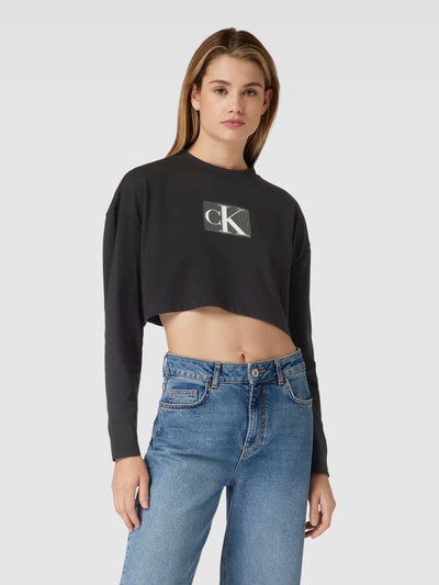 Calvin Klein Jeans Kort shirt met lange mouwen en labeldetail, model 'SEQUIN' Zwart - 4