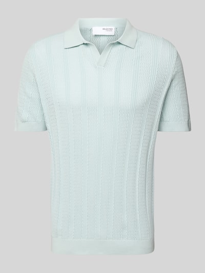 SELECTED HOMME Poloshirt in Strick-Optik Modell 'WELLS' Eisblau 2
