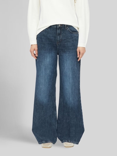 s.Oliver RED LABEL Wide leg jeans met bandplooien-detail: van katoenmix Lichtblauw - 3