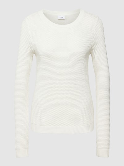 Vila Strickpullover mit Strukturmuster Modell 'Vidalo O-Neck' Offwhite 2