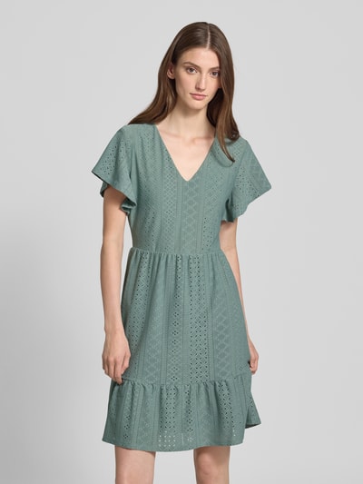 Only Tailliertes Freizeitkleid mit Lochstickerei Modell 'SANDRA' Schilf 4