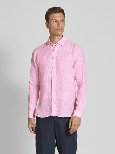 FIL NOIR Regular Fit Businesshemd aus reinem Leinen Modell 'ROMA' Pink 4
