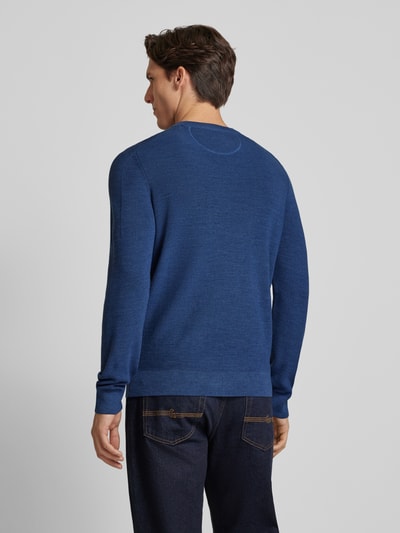 Brax Gebreide pullover met labeldetail, model 'ROY' Blauw - 5