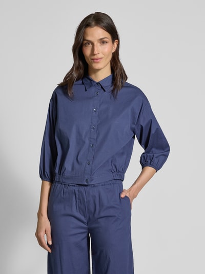 Emily Van den Bergh Relaxed fit overhemdblouse met elastische zomen Marineblauw - 4