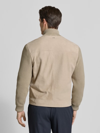 BOSS Regular Fit Lederjacke aus Ziegenvelours Modell 'M-MAVEN' Beige 5
