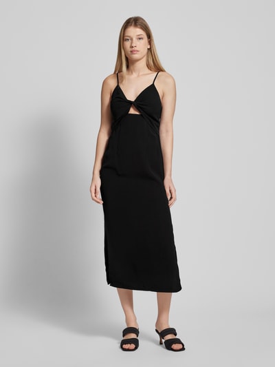 Only Knielange jurk met cut-out, model 'IRIS THALIA LIFE' Zwart - 4