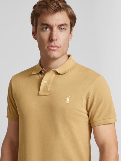 Polo Ralph Lauren Custom Slim Fit Poloshirt mit Label-Stitching Senf 3