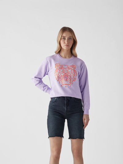 Kenzo Sweatshirt mit Label-Stitching Flieder 4