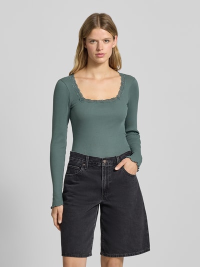 Only Slim fit shirt met lange mouwen van puur katoen, model 'XENA' Rietgroen - 4