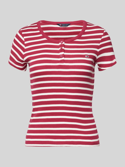 Tommy Jeans T-Shirt mit kurzer Knopfleiste Bordeaux 2