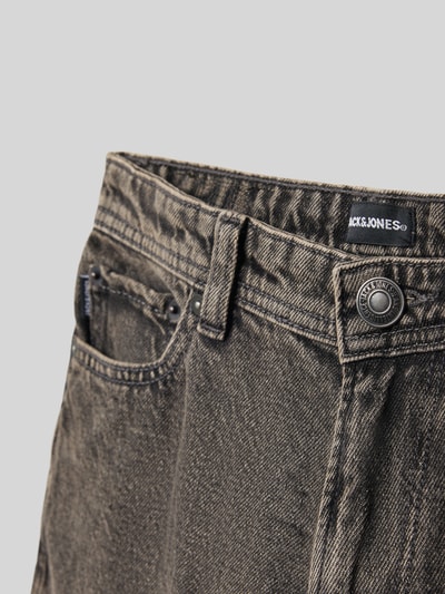Productfoto, Baggy Fit Jeansshorts met steekzakken model 'IRON' van Jack & Jones, puur katoen, grijs, grof geweven textuur, kinderjeansshorts