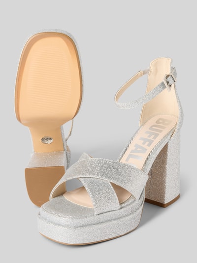 Buffalo Sandalette aus Leder mit Blockabsatz Modell 'MAY' Silber 4