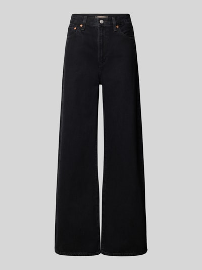 Produktfoto, Wide Leg Jeans aus Baumwoll-Mix Modell 'RIBCAGE' von Levi's® 300, schwarz, weite Beinform, glatte Struktur, Damen Wide & Loose Fit Jeans