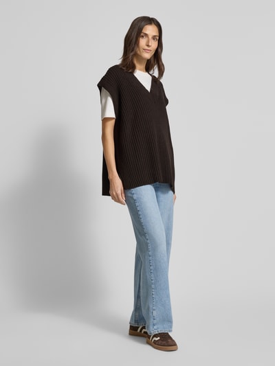 VILLA SOPHIE Loose fit spencer met wol, model 'NOLA' Donkerbruin - 1