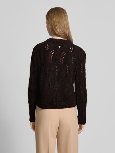 JOOP! Sweter z dzianiny z dodatkiem wełny z alpaki i okrągłym dekoltem Czekoladowy 5