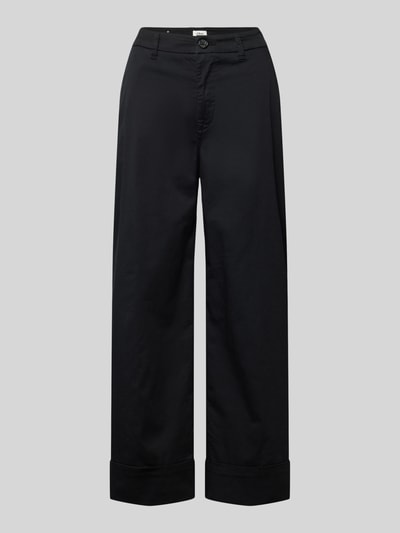 Produktfoto, Wide Leg Culotte aus Baumwoll-Mix von s.Oliver RED LABEL, czarna, jednolita, krój wide leg, wysoki stan, długość 7/8, bawełniany materiał, zaprasowania, szlufki, zapięcie na guzik i kryty zamek, mankiety, kieszenie boczne i imitacje tylnych, faktura gładka