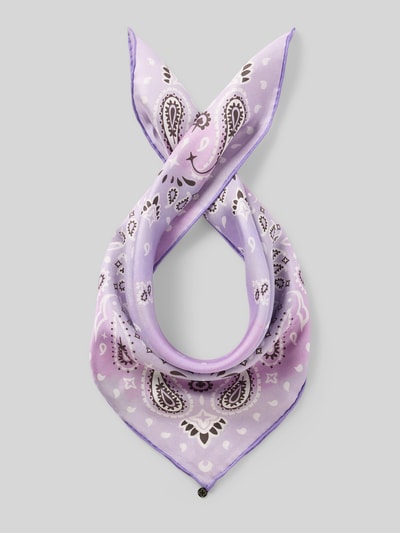 Produktfoto, Seitentuch aus reiner zijde model 'Nicki' van Codello met vierkante pasvorm, logodetail, all-over paisleyprint, breedte 52 cm, lengte 52 cm