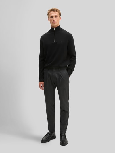 Marc O'Polo regular fit schipperstrui van mix van katoen en scheerwol Zwart - 1