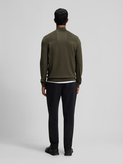 BOSS Green Regular Fit Pullover mit Schurwoll-Anteil Modell 'KN_Momentum-X QZ' Dunkelgruen 5